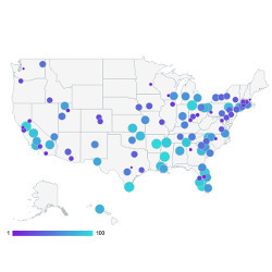 U.S. map of STEM metro areas