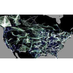 A network visualization map of the U.S. electrical grid.