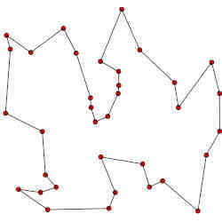 A solution to the Traveling Salesman problem.