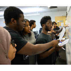 Students in a recent Tech-in-Residence class at Medgar Evers College of the City University of New York. 