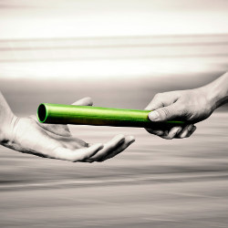 relay baton handoff, illustration