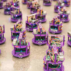 Robots preparing to swarm.