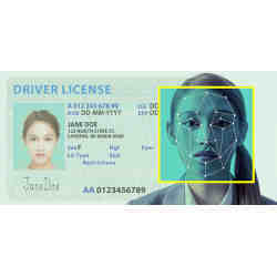 Using facial recognition technology on a driver's license.