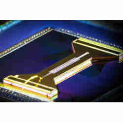 A silicon microfabricated ion trap.