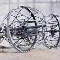 One of the competitors, a rolling/flying robot called Drivocopter.