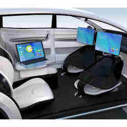 Interior of a self-driving car.