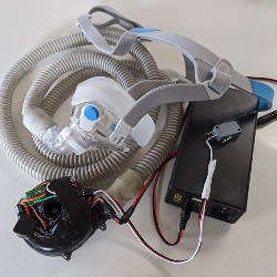 low-cost Powered Air Purifying Respirator with filter adapter and mask