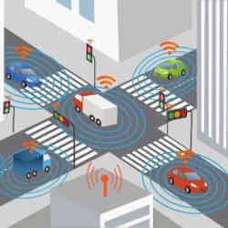 Artist's rendering of an intelligent traffic control system.