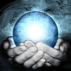 A crystal ball whose view of the future is clouded. 