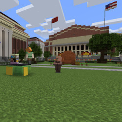 college campus created in Minecraft