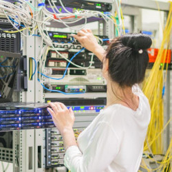 woman at computer system