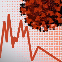 COVID virus and graph, illustration