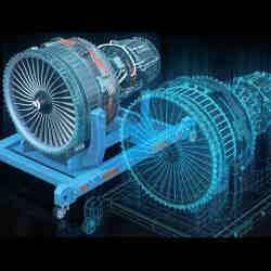 An aircraft engine and its digital twin. 