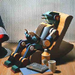 Artist's conception of a robot reading. 