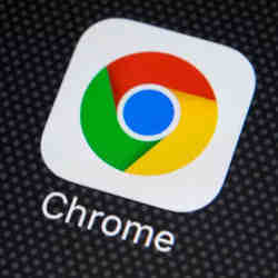 The Google Chrome icon on a smartphone handset. 