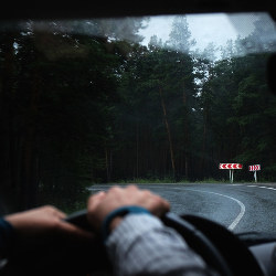 driver on curved road