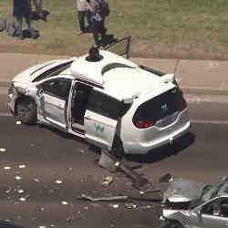 The crash of a Waymo self-driving van in Arizona in 2018.