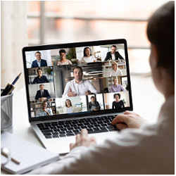 individuals on screen in webcam meeting