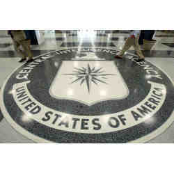 The Central Intelligence Agency symbol on the floor of the agency's headquarters in Langley, VA.