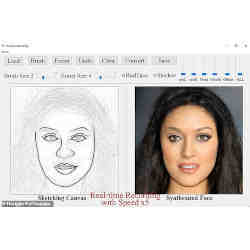 A drawing of a face (left), and the resulting image. 