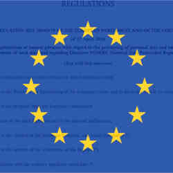 An image of the flag of Europe over GDPR regulations. 