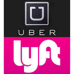 The logos of Uber and Lyft.