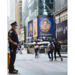 A police officer on duty in New York City's Times Square. 