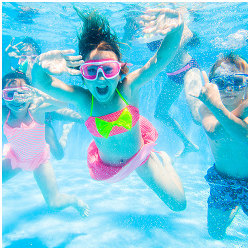 kids swimming underwater