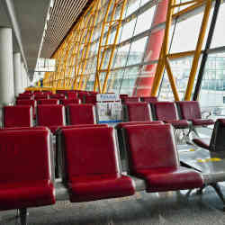 An empty airport gate area. 