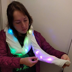 UCSC's Sarah Frost demonstrates social wearable technology