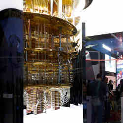 IBM's Q System One quantum computer on display during the 2020 CES in Las Vegas.