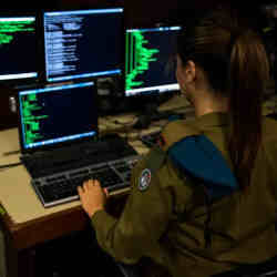 A female Israel Defense Forces  soldier in the J6/C4I Cyber Defense Directorate.