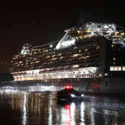 The Diamond Princess cruise ship, docked in Yokohama, Japan, in February. 