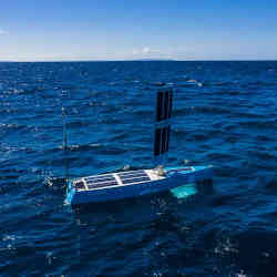 One of the unmanned robot boats at sea. 