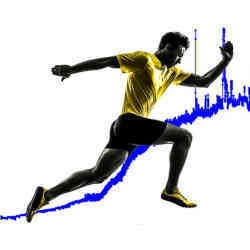 A sprinter and his lactate levels (in blue). 