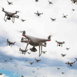 A swarm of aerial drones. 
