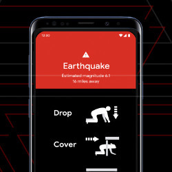 earthquake alert displayed on Android phone