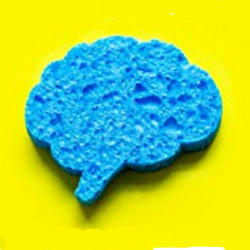 blue sponge in shape of a word cloud, illustration