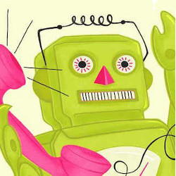 robot answering the phone, illustration