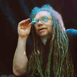 Jaron Lanier, photographed at home with a decades-old lens from an augmented-reality headset.