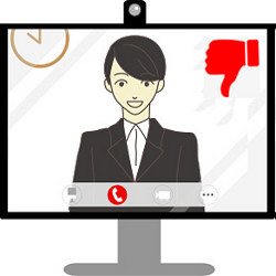 thumbs down on virtual job interview candidate, illustration