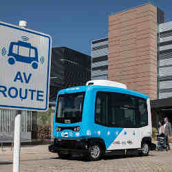 A shared automated vehicle on its route. 