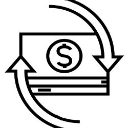 dollar sign with arrows pointing up and down, illustration