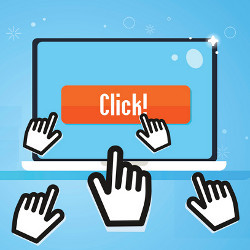 fingers click on monitor, illustration