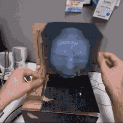 Using the system to create a three-dimensional image of a patient's head. 