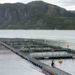 A fish farm in Dirdal, Norway.