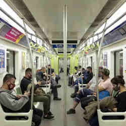 Passengers on the subway system in Buenos Aires, Brazil