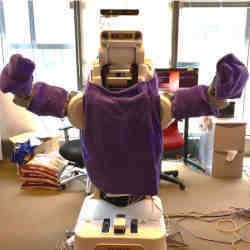 The HuggieBot 1.0, a robot used in research on hugging.