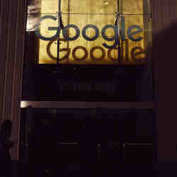 The front door of Google's offices in New York City.