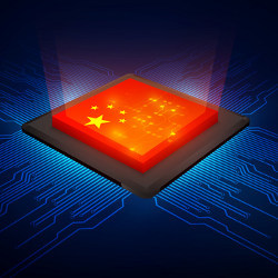 integrated circuit with China flag, illustration